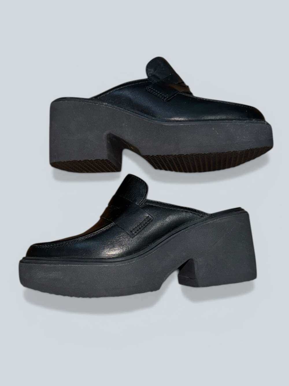 Anthropologie Kelly black leather platform mule loafers - Picture 3 of 7